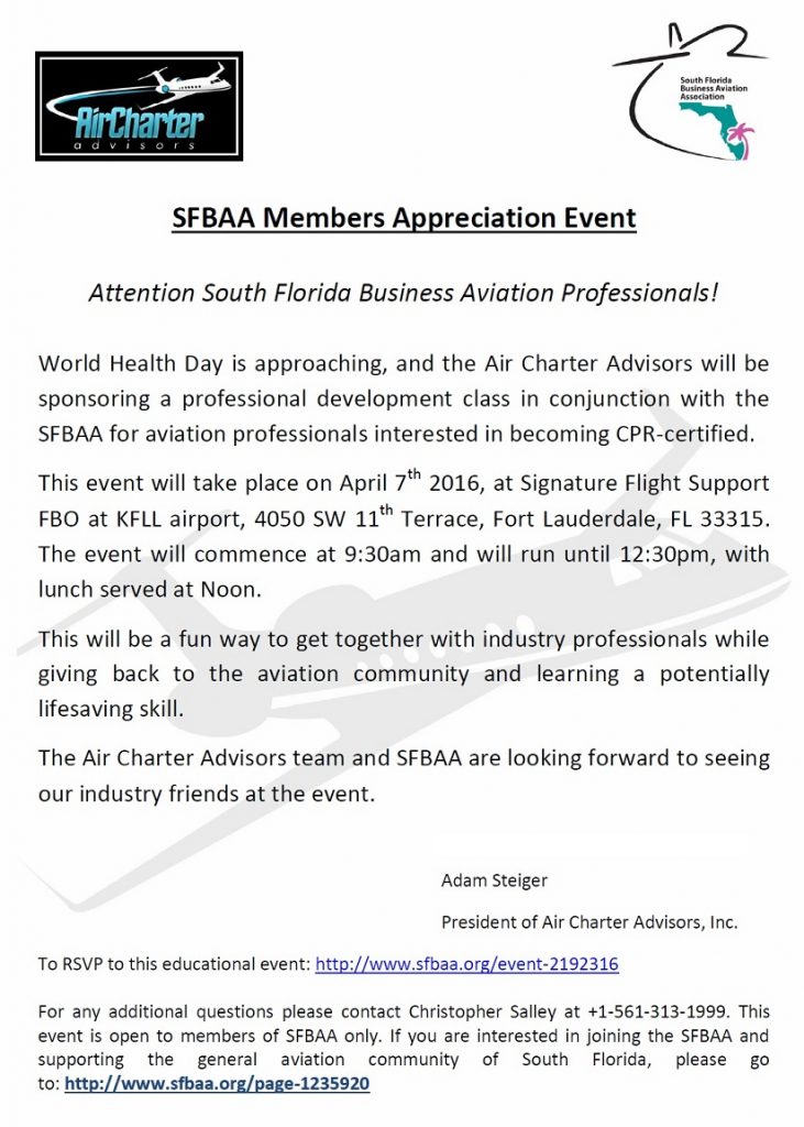 SFBAA CPR Event at Signature Flight Support